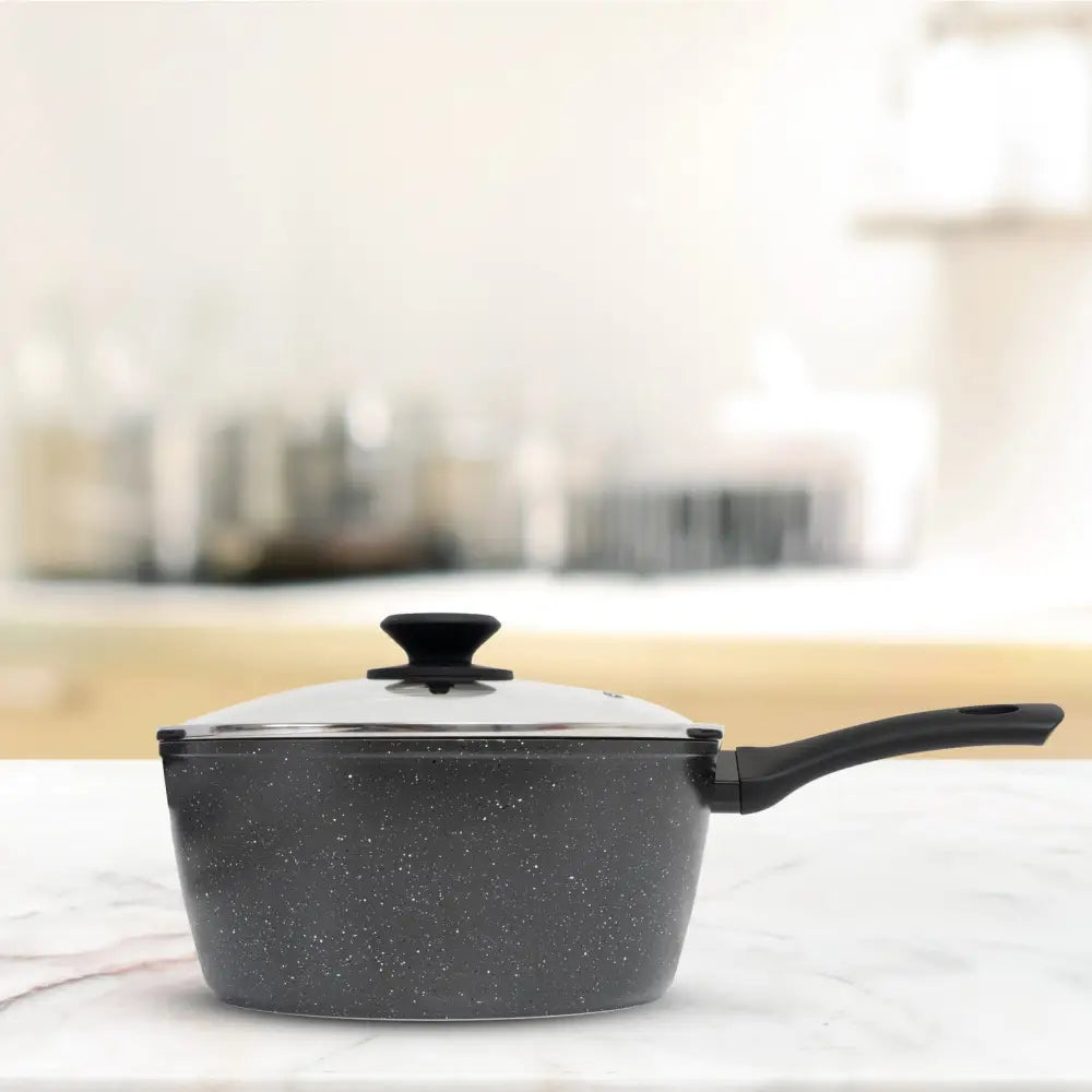 Stone Chef Forged Saucepan With Lid Cookware Kitchen Black 20cm - Home & Garden > Kitchenware