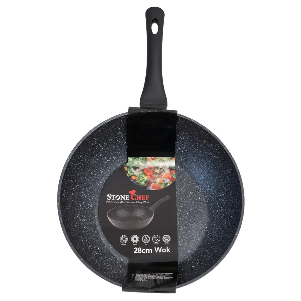 Stone Chef Forged Wok Non Stick Cookware Kitchen Black 28cm - Home & Garden > Kitchenware