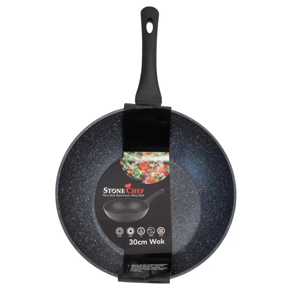 Stone Chef Forged Wok Non Stick Cookware Kitchen Black 30cm - Home & Garden > Kitchenware