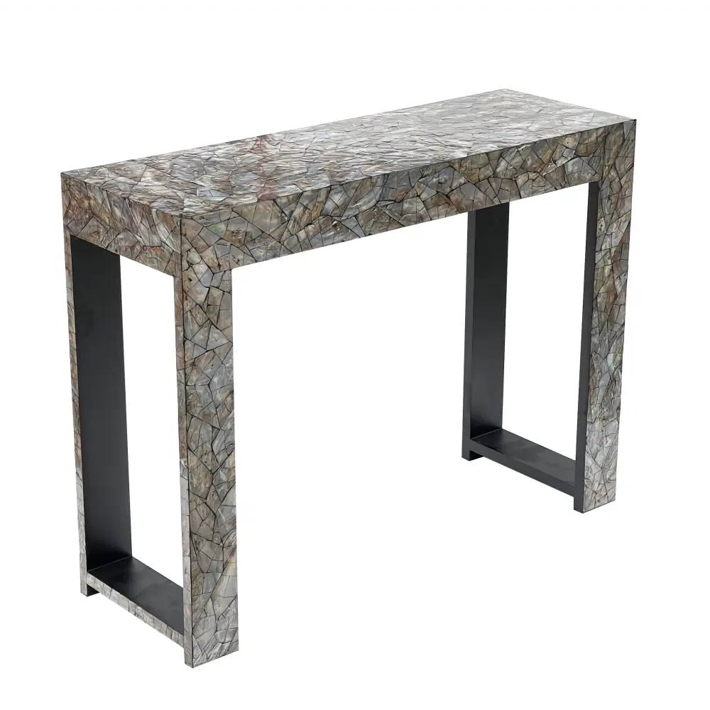 STONE HEDGE MOTHER OF PEARL HAND MADE CONSOLE TABLE - Furniture > Living Room > Side Tables