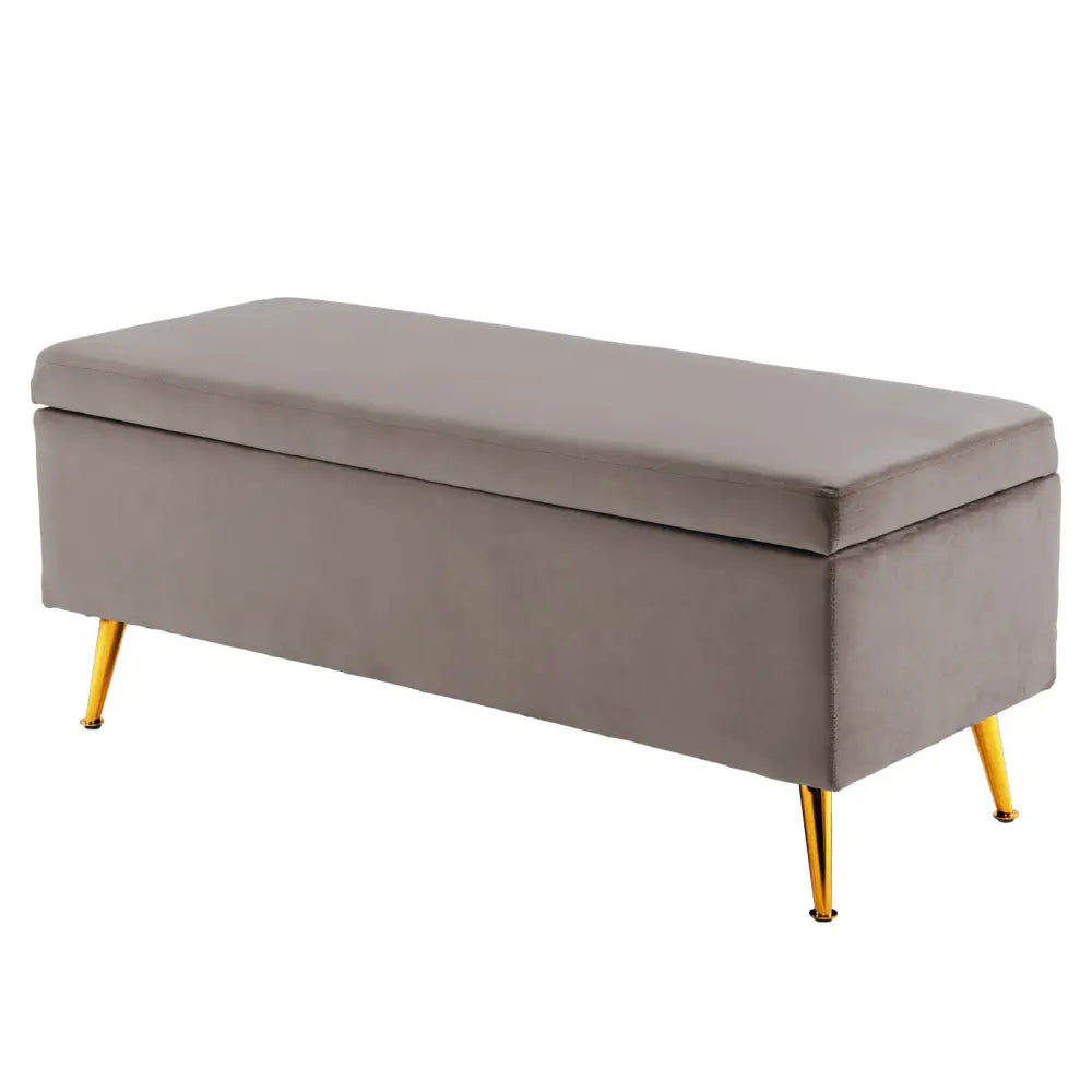 Storage Ottoman Stool Bench Seat 110cm Velvet GREY - Furniture > Living Room > Ottomans & Footstools