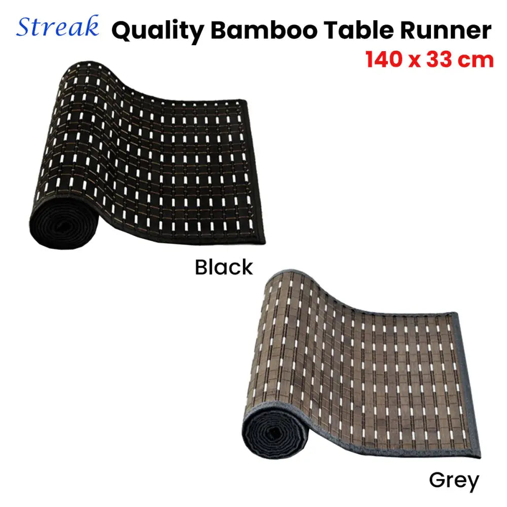Streak Bamboo Table Runner 140 x 33cm Grey Brown Silver - Home & Garden > Kitchenware
