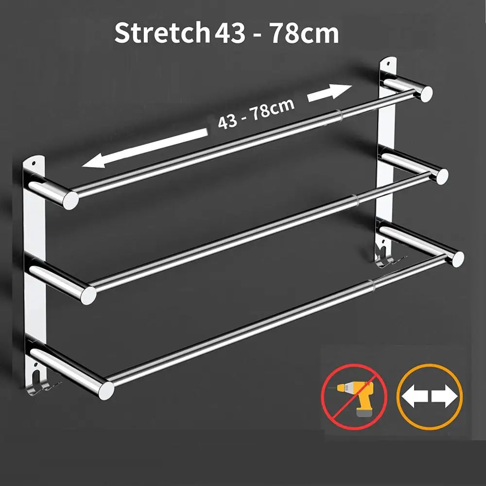 Stretchable 45-75 cm Towel Bar for Bathroom and Kitchen (Three Bars) - Home & Garden > DIY > Kitchen & Bathroom DIY