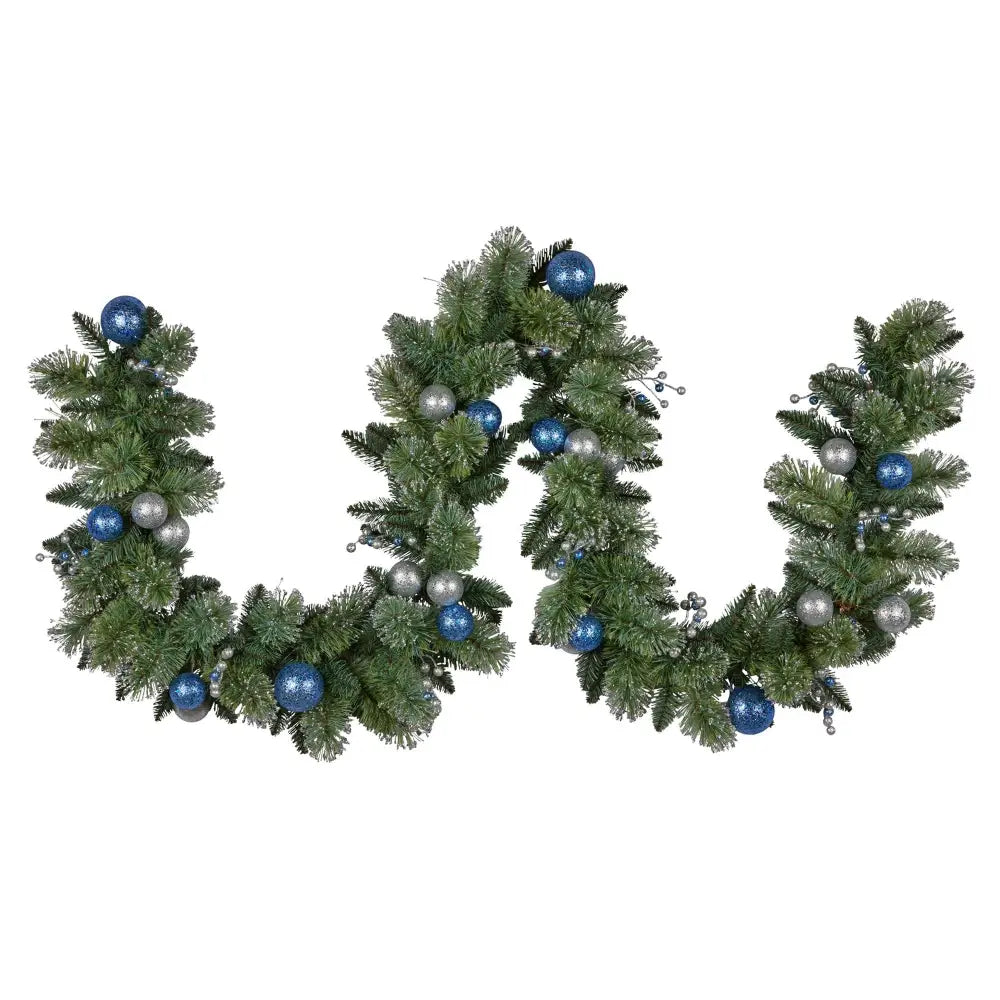 Swishmas 274cm Blue Collection Multicolour Pre-Lit Christmas Garland - Occasions > Christmas > Christmas Wreaths &