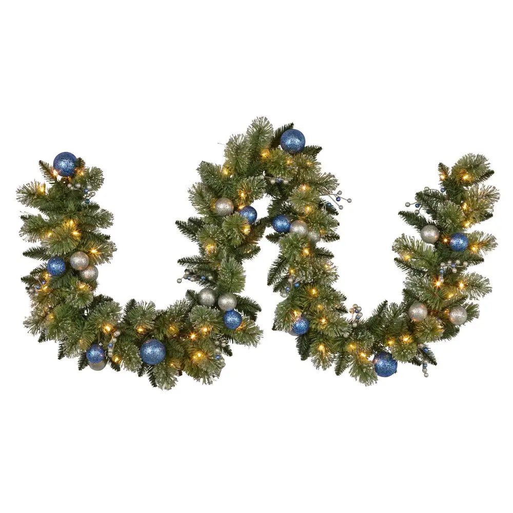 Swishmas 274cm Blue Collection Multicolour Pre-Lit Christmas Garland - Occasions > Christmas > Christmas Wreaths &