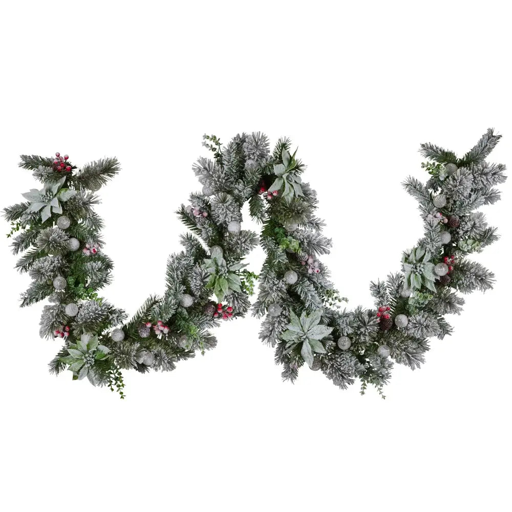Swishmas 274cm Snowy Crown Pine Pre-Lit Multicolour Christmas Garland - Occasions > Christmas > Christmas Wreaths &
