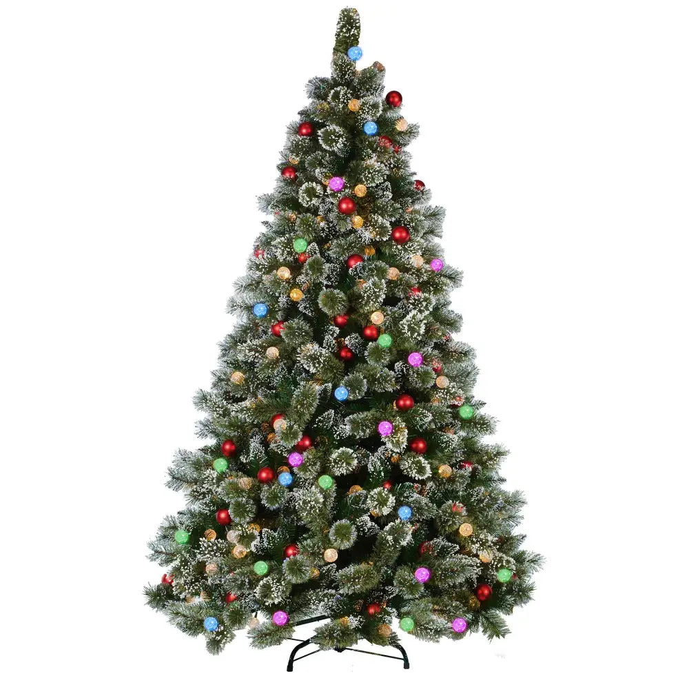 Swishmas Snowy Bristle 2.7m Multicolour Pre-Lit Christmas Tree with 2870 Tips - Occasions > Christmas > Christmas Trees