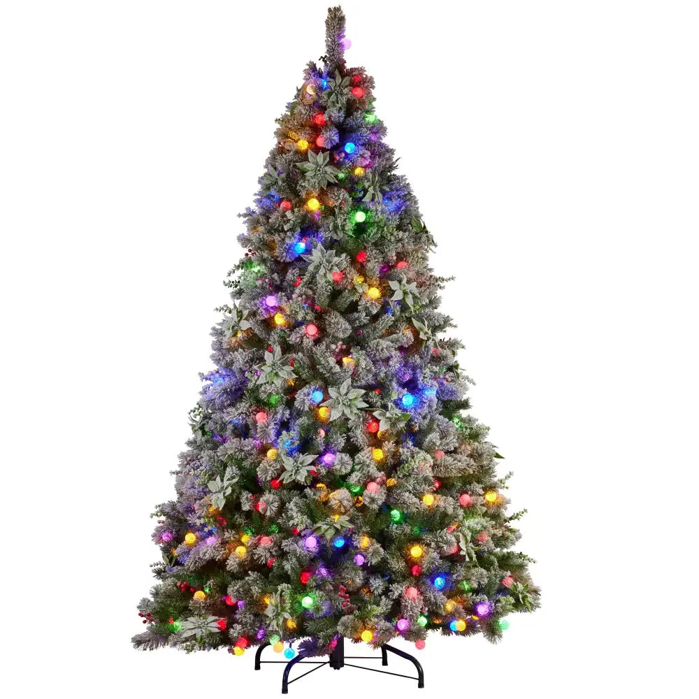 Swishmas Snowy Crown Pine 2.3m Multicolour Pre-Lit Christmas Tree with 1453 Tips - Occasions > Christmas > Christmas