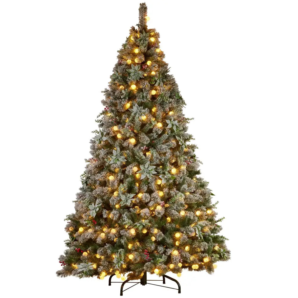 Swishmas Snowy Crown Pine 2.3m Multicolour Pre-Lit Christmas Tree with 1453 Tips - Occasions > Christmas > Christmas