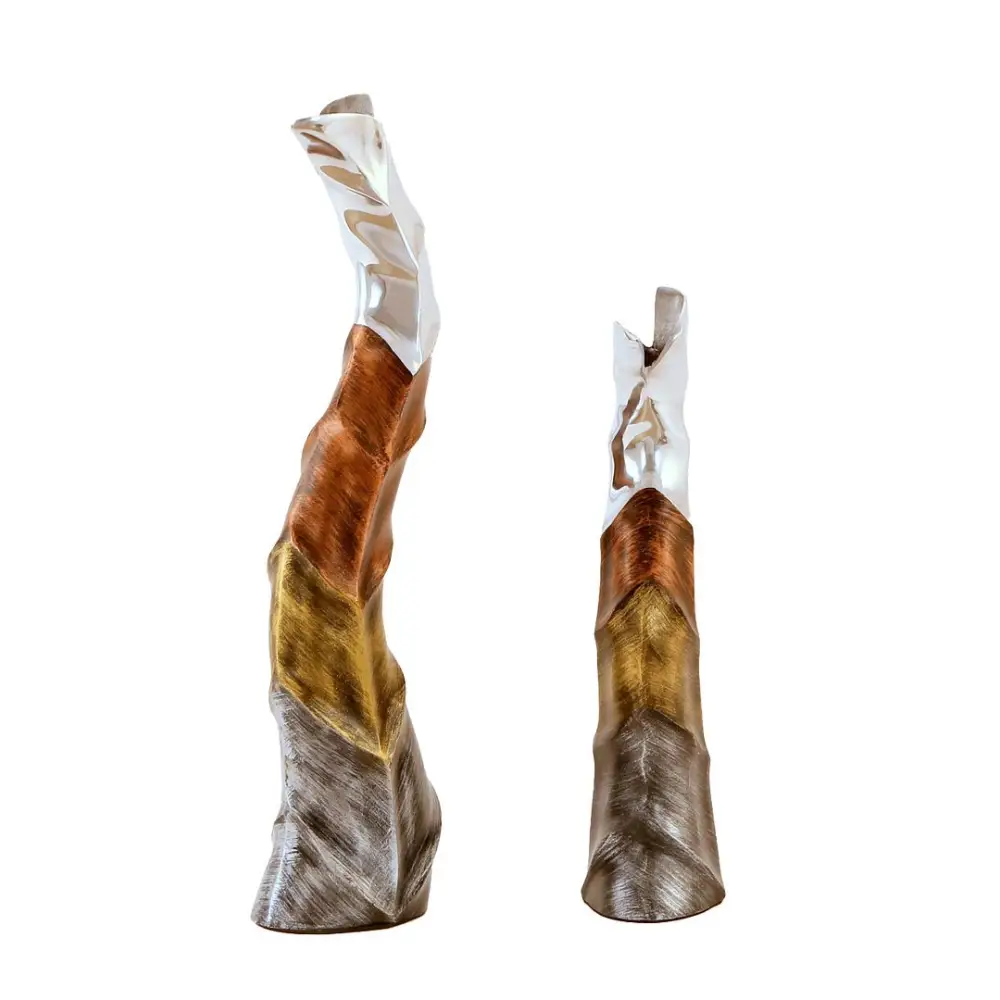 Tall Slim Hand-Painted Aluminium Decorative Flower Vases - Set of 2 - Home & Garden > Decor