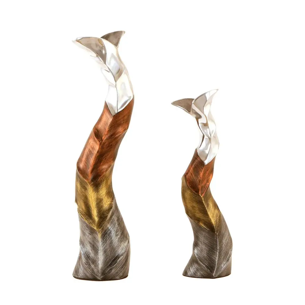 Tall Slim Hand-Painted Aluminium Decorative Flower Vases - Set of 2 - Home & Garden > Decor