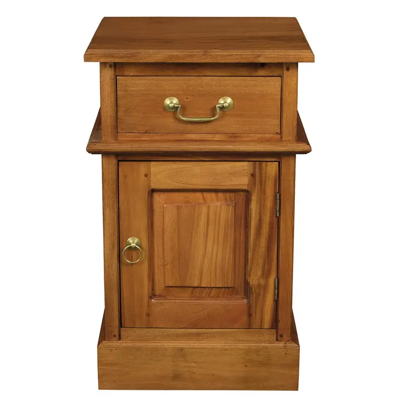 Tasmania 1 Solid Door 1 Drawer Bedside (Light Pecan) - Home & Garden > Decor