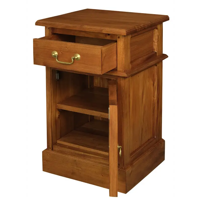 Tasmania 1 Solid Door 1 Drawer Bedside (Light Pecan) - Home & Garden > Decor