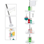Telescopic Spring Tension Pole 4 Shelf Corner Bath Shower Rack Caddy Organiser - Home & Garden > DIY > Kitchen &