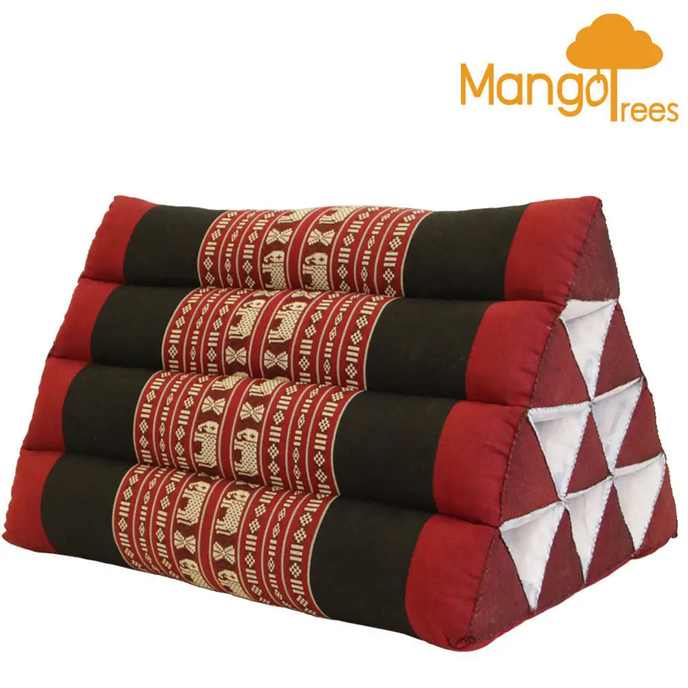 Thai Triangle Pillow Backrest Cushion Kapok Filled RedEle - Home & Garden > Decor