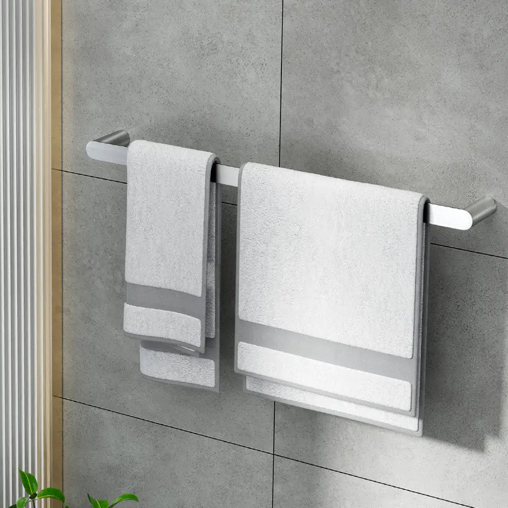 Towel Rail Rack Holder Single 600mm Wall Mounted Stainless Steel Silver - Home & Garden > Bathroom Accessories > Towel