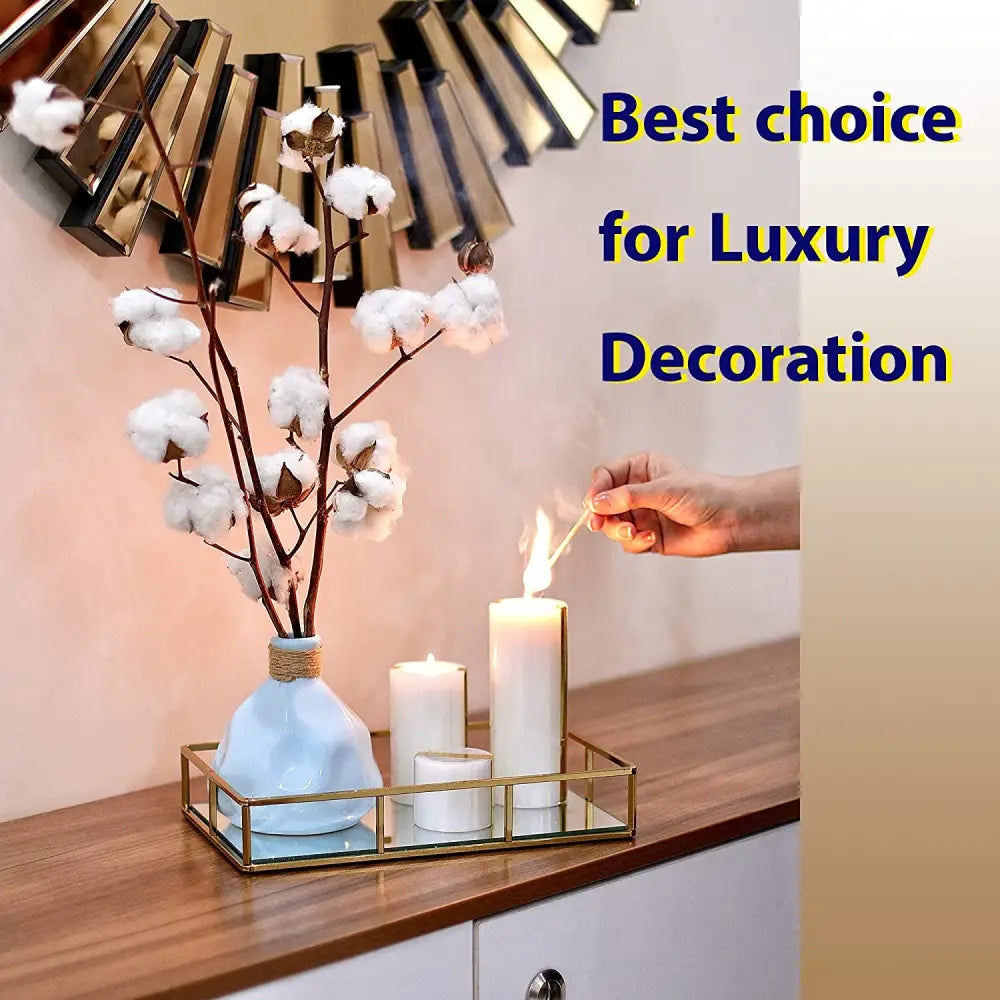 Tray Gold Mirror Decorative for Storage Jewelry and Makeup accessories - Home & Garden > DIY > Kitchen & Bathroom DIY