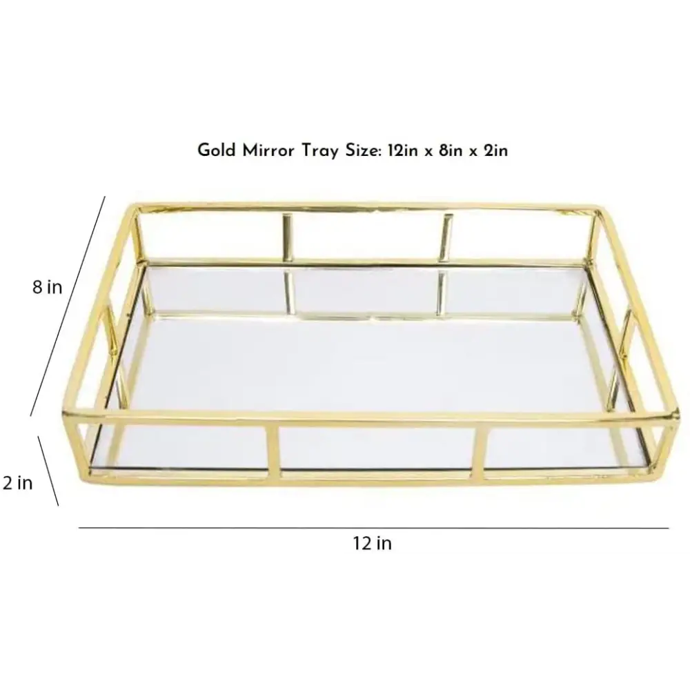 Tray Gold Mirror Decorative for Storage Jewelry and Makeup accessories - Home & Garden > DIY > Kitchen & Bathroom DIY