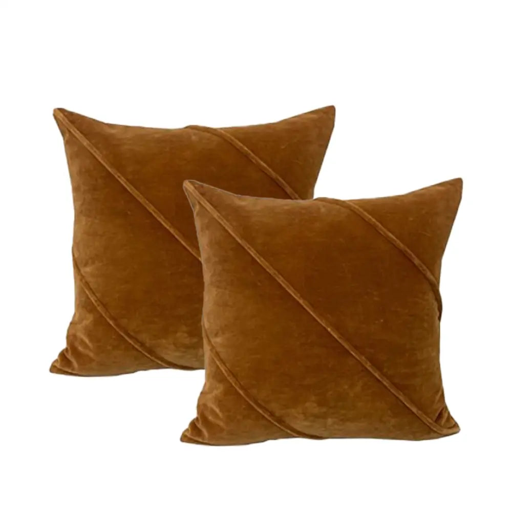 Trova Wood Twin Pack Cotton Velvet Cushion Polyester Filled by Cloud Linen - Home & Garden > Decor > Cushions & Throws