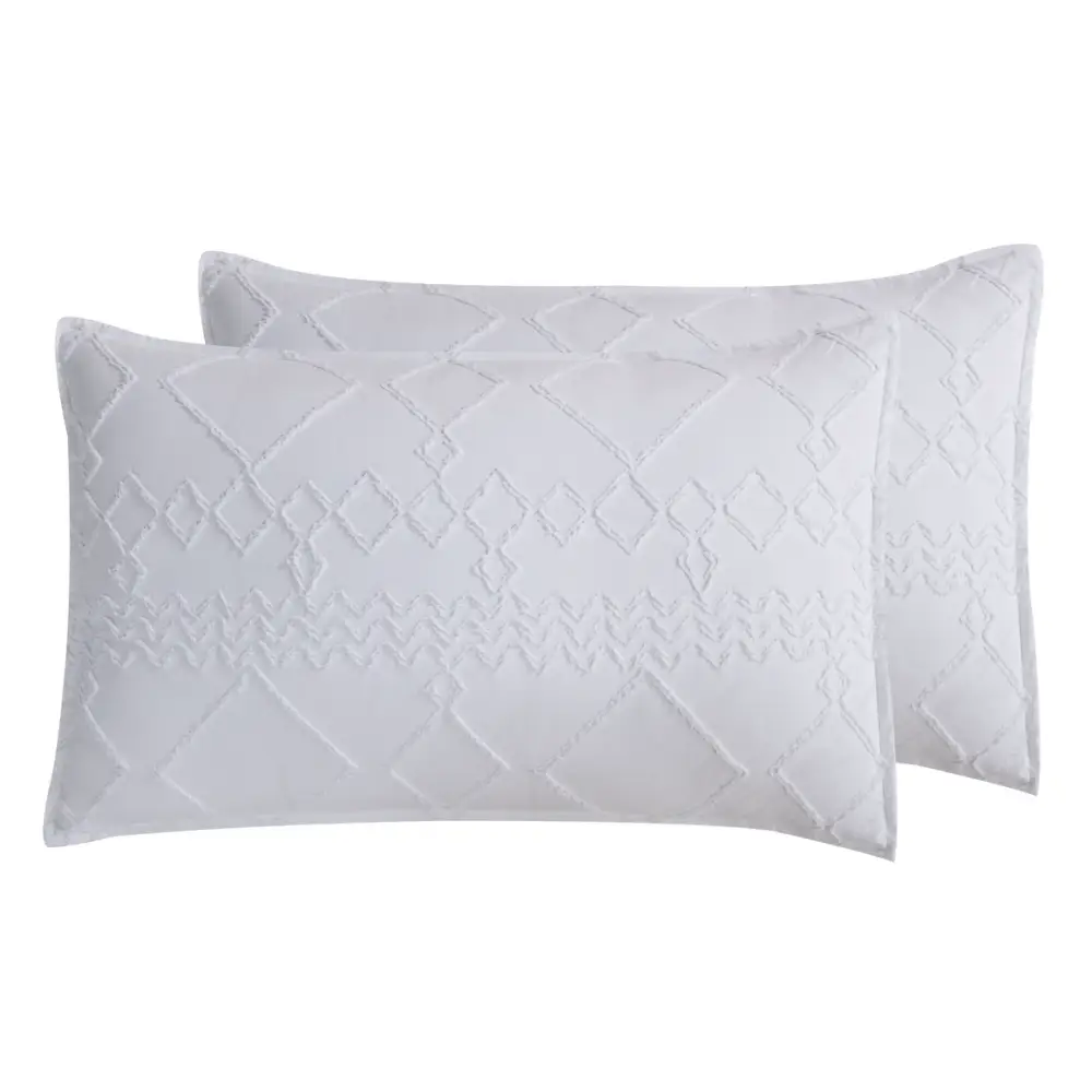 TUFTED MICROFIBRE SUPER SOFT TWIN PACK STANDARD PILLOWCASES-WHITE - Home & Garden > Bedding > Pillowcases