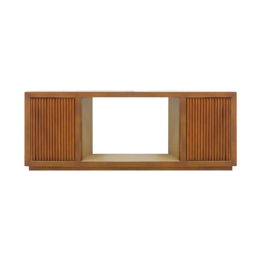 TV Cabinet MDF Brown Colour Two Sideboards Open Space - Furniture > Living Room > TV Units