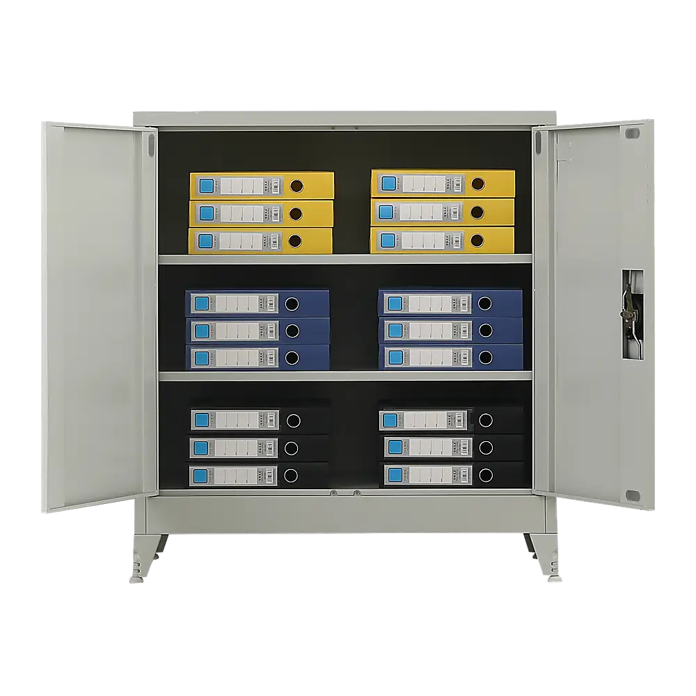 Two-Door Metal Short Cabinet Shelf Storage for Home Office Gym - Furniture > Office