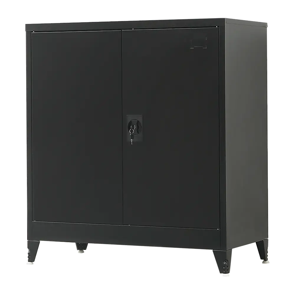Two-Door Metal Short Cabinet Shelf Storage for Home Office Gym - Furniture > Office