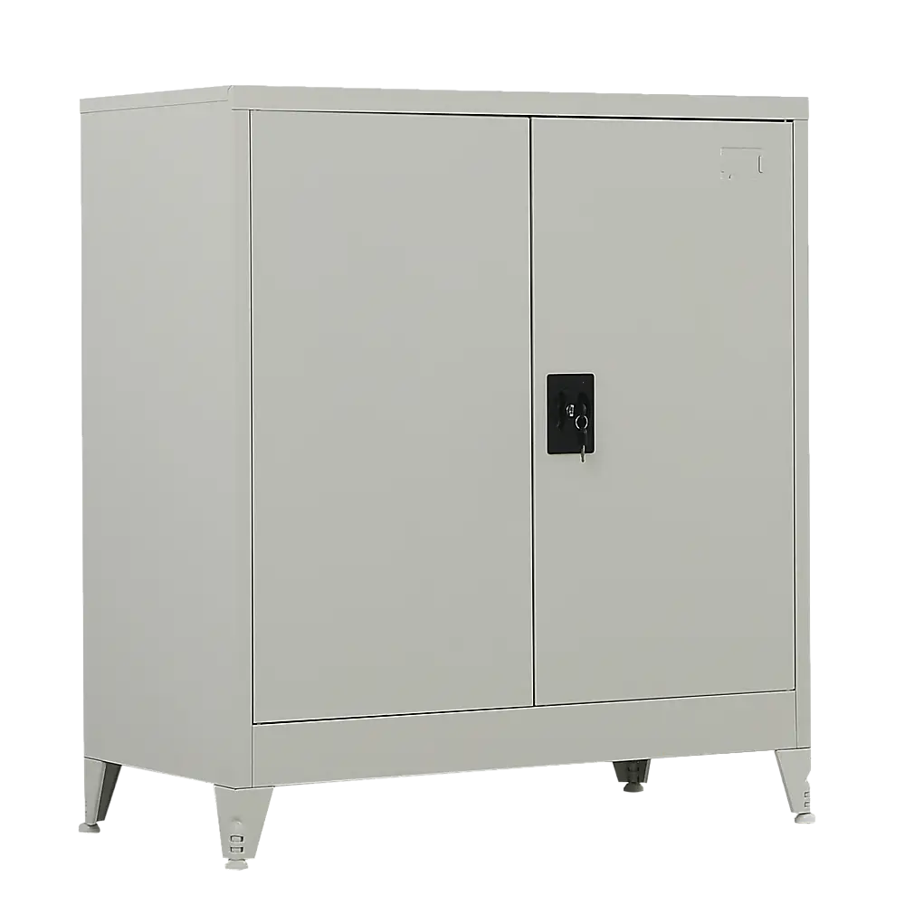 Two-Door Metal Short Cabinet Shelf Storage for Home Office Gym - Furniture > Office