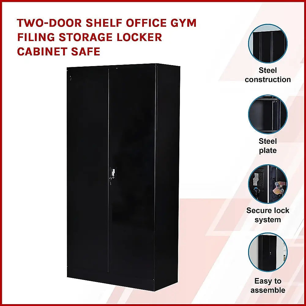 Two-Door Shelf Office Gym Filing Storage Locker Cabinet Safe - Furniture > Office
