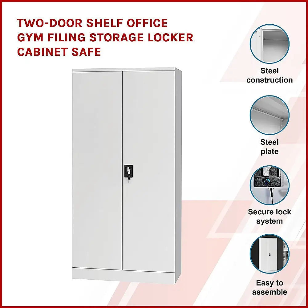 Two-Door Shelf Office Gym Filing Storage Locker Cabinet Safe - Furniture > Office
