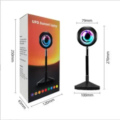 UFO RGB Sunset Projection Lamp with 16 Colors and Remote Control - Black - Home & Garden > Lighting > Night Lights &