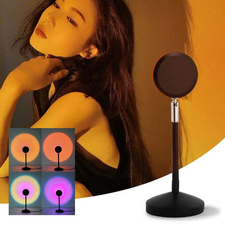 UFO RGB Sunset Projection Lamp with 16 Colors and Remote Control - Black - Home & Garden > Lighting > Night Lights &