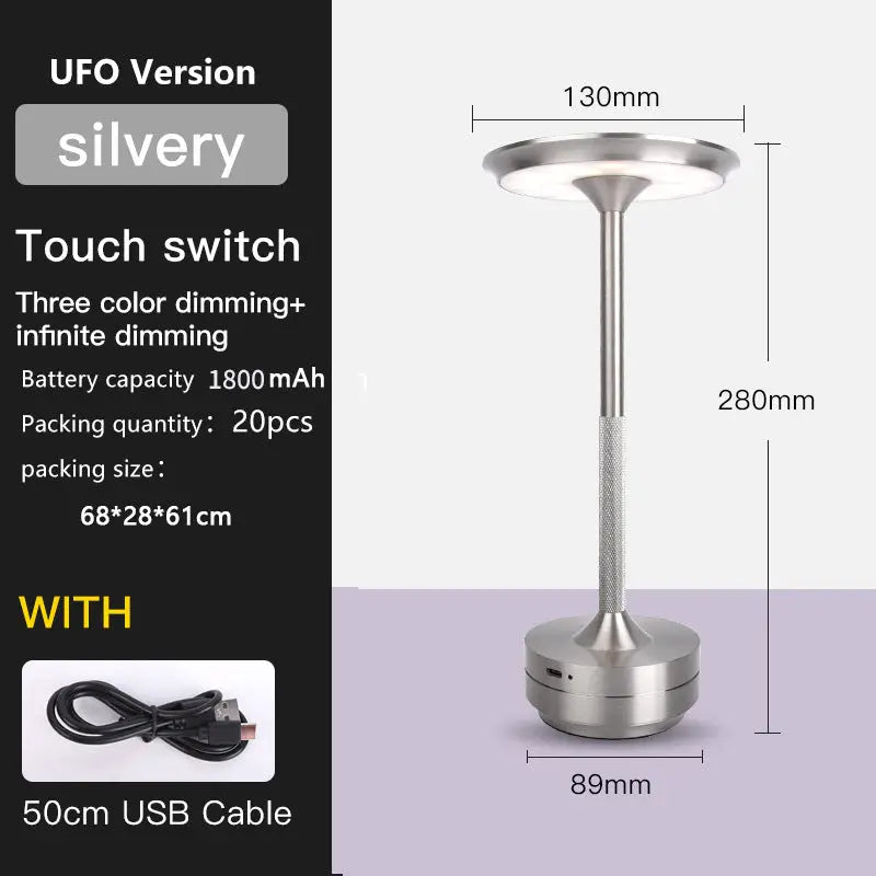 UFO Version LED Desk Lamp - Silver Touch Switch with Dimming and USB Cable - Home & Garden > Lighting > Table Lamps
