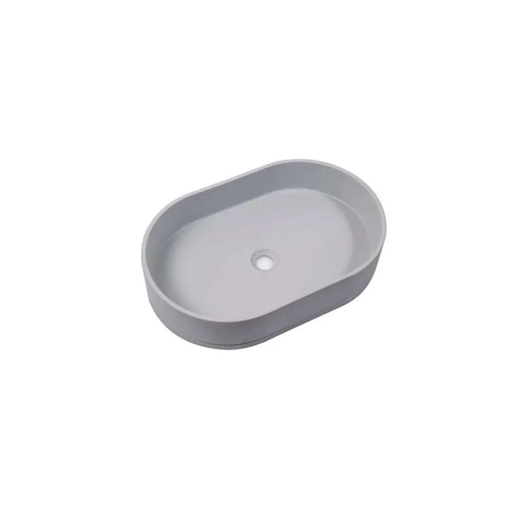 Ultra Modern Concrete Cement Wash Basin Counter Top Matte Light Gray Oval Basin - Furniture > Bathroom > Sinks