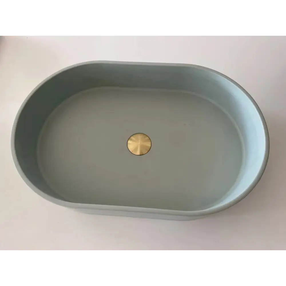 Ultra Modern Concrete Cement Wash Basin Counter Top Matte Mint Green Oval Basin - Furniture > Bathroom > Sinks