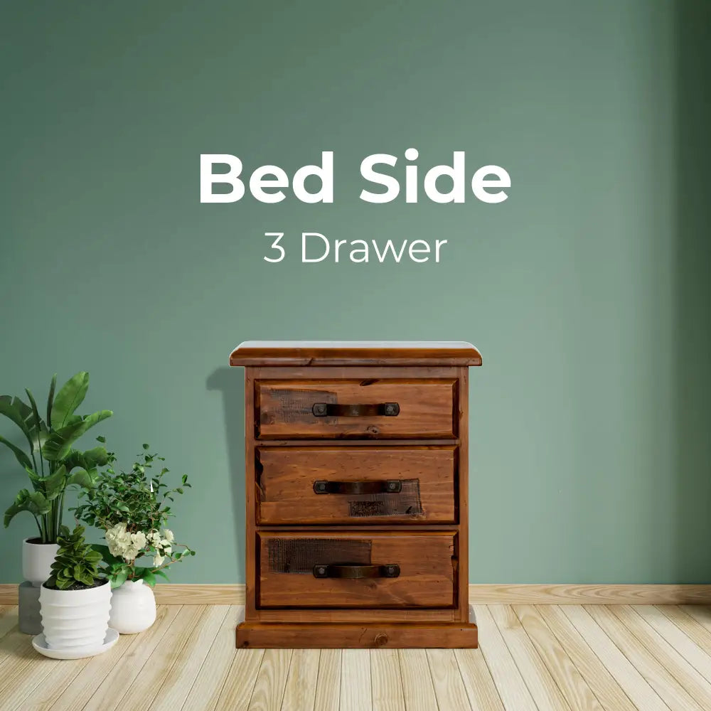 Umber Bedside Tables 3 Drawers Storage Cabinet Shelf Side End Table - Dark Brown - Furniture > Bedroom
