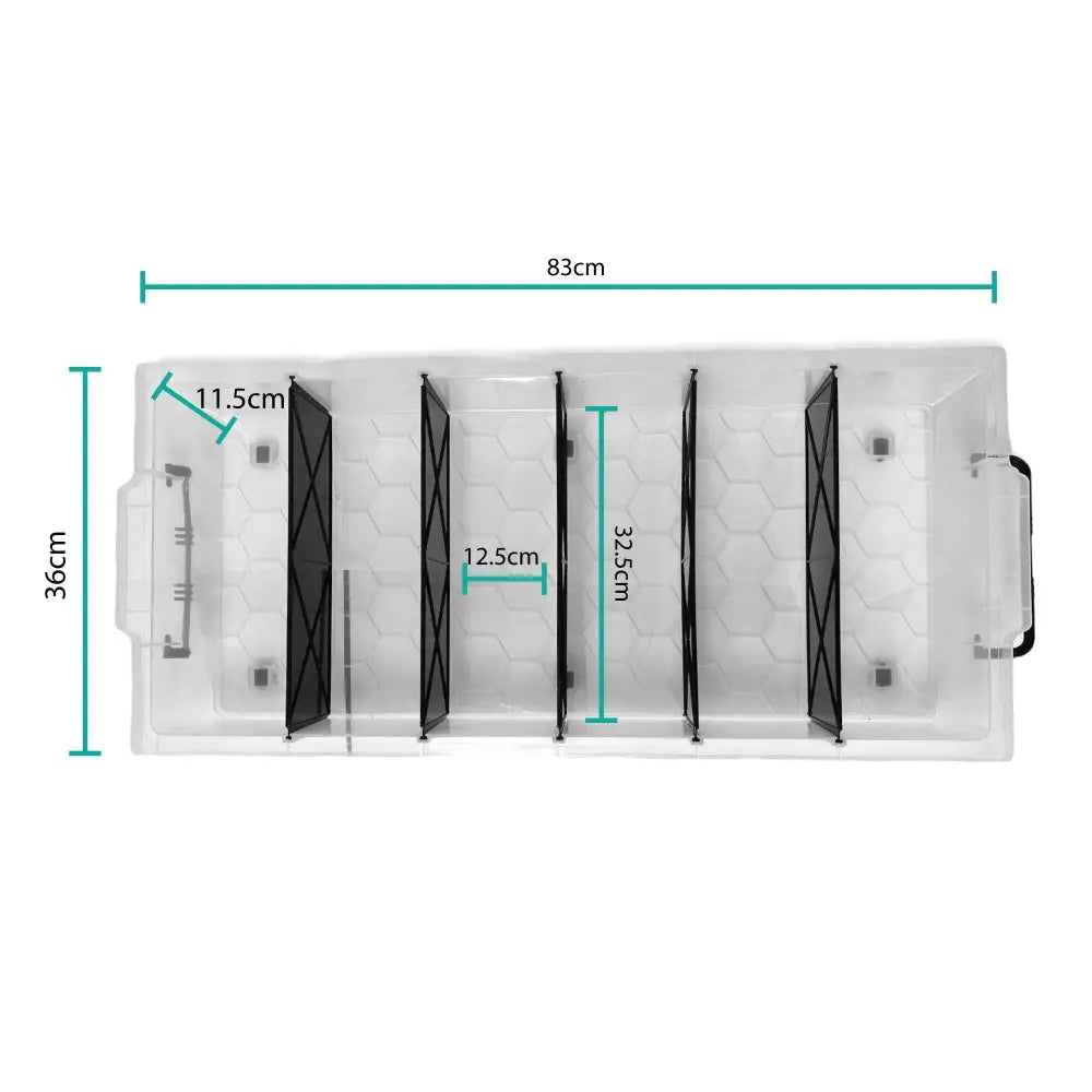 Under Bed 6 Compartment Storer with Wheels 27L Container Tub Storage Unit - Home & Garden > Storage