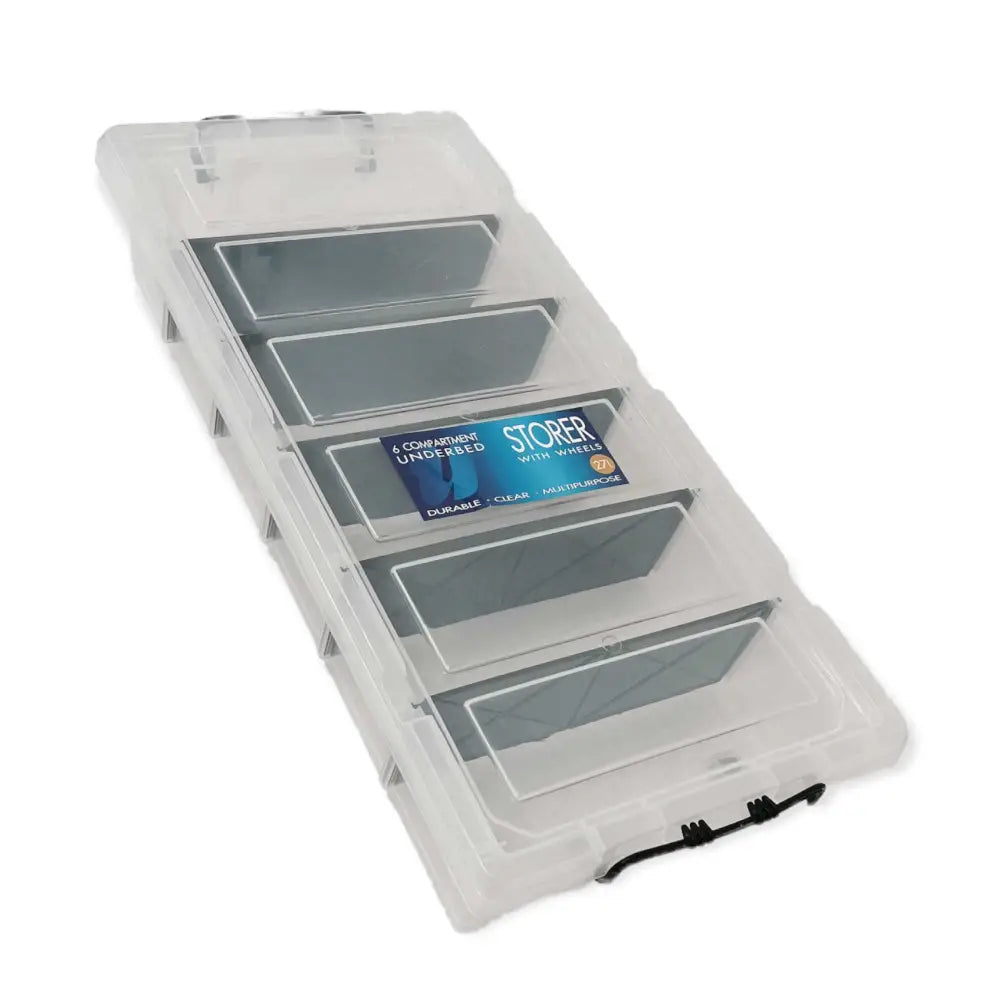 Under Bed 6 Compartment Storer with Wheels 27L Container Tub Storage Unit - Home & Garden > Storage