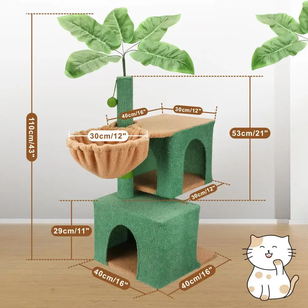 VaKa 1.1M Cat Tree Scratching Post Palm Tree Cat Post Dangling Balls Cat Toy - Pet Care > Cat Supplies > Cat Scratching