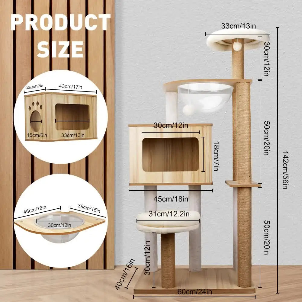 VaKa 1.42M Cat Tree Tower Scratching Post Scratcher Cats Condo House Bed Furniture - Pet Care > Cat Supplies > Cat
