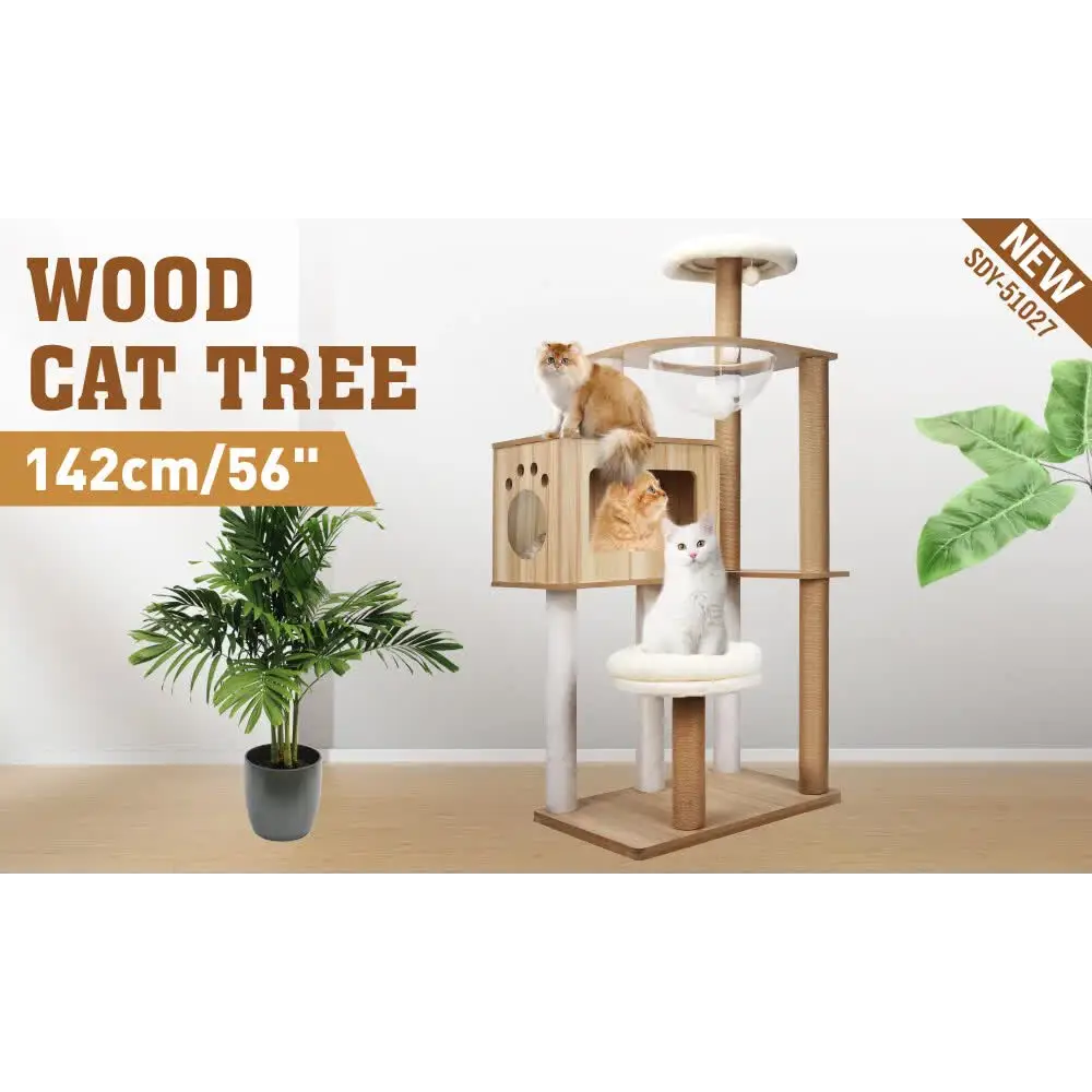 VaKa 1.42M Cat Tree Tower Scratching Post Scratcher Cats Condo House Bed Furniture - Pet Care > Cat Supplies > Cat