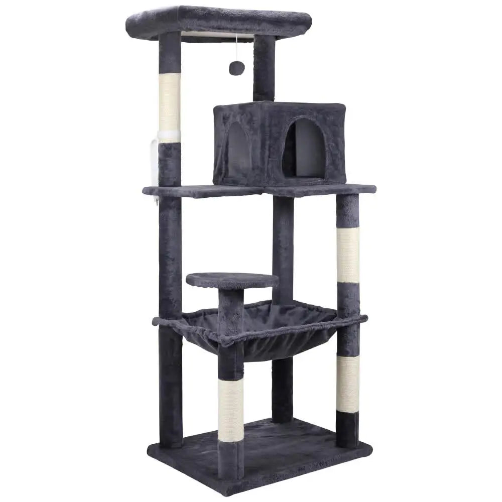 VaKa 143cm Cat Tree Scratching Post Scratcher Tower Condo House Furniture Wood - Pet Care > Cat Supplies > Cat