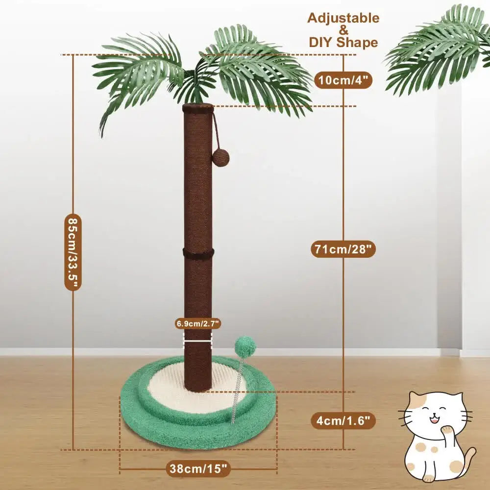 VaKa Cat Tree Scratching Post Large Palm Tree Cat Post Dangling Balls Cat Toy - Pet Care > Cat Supplies > Cat