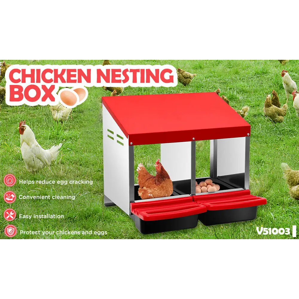 VaKa Chicken Hen Coop Hutch 2 Hole Inside Outside Roll Away Lay Egg Nesting Box - Pet Care > Coops & Hutches > Small