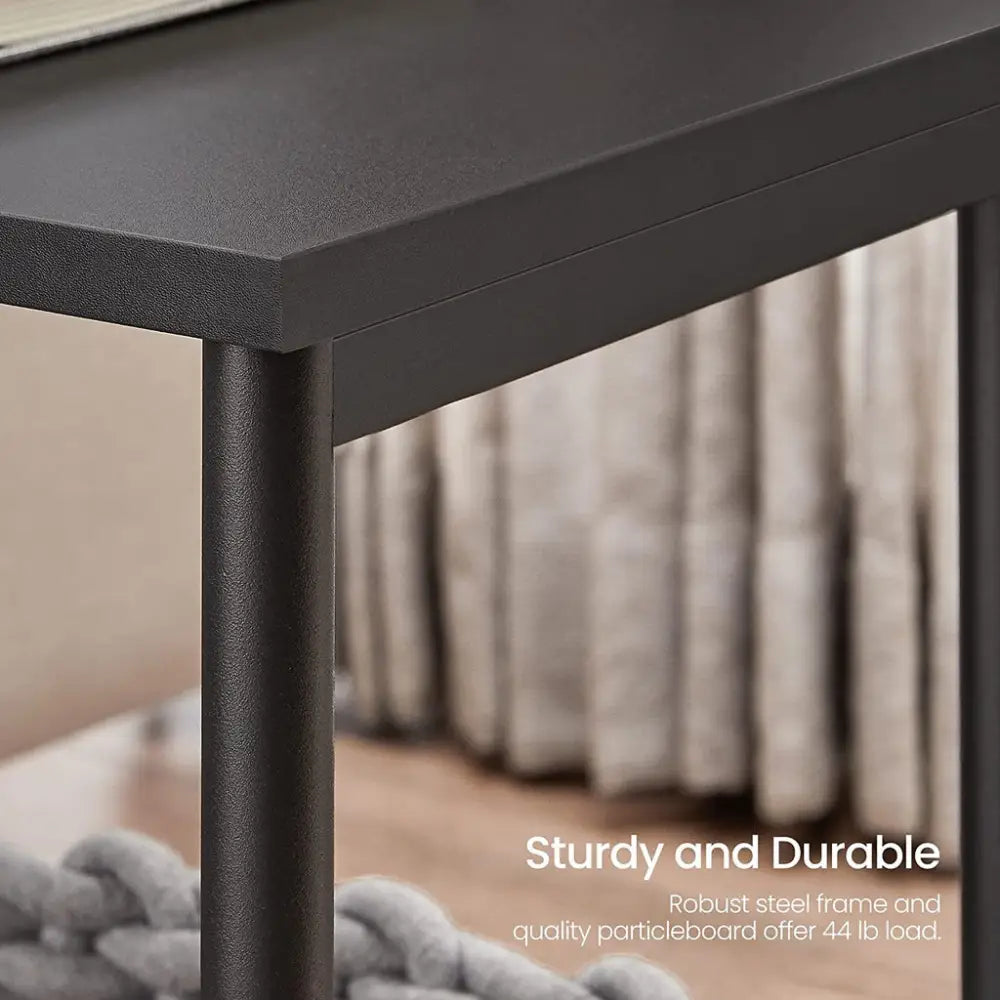 VASAGLE Side Table Set of 2 Charcoal Gray and Black with Storage Shelf LET272B16 - Furniture > Living Room