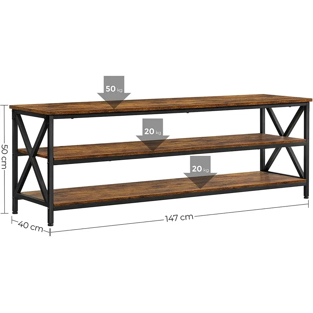 VASAGLE TV Shelf TV Cabinet Lowboard for TVs up to 65 inches Vintage Brown/Black LTV100B01 - Furniture > Living Room
