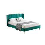 Vienna Peacock Green Velvet Bed - Queen - Furniture > Bedroom > Beds & Bed Frames