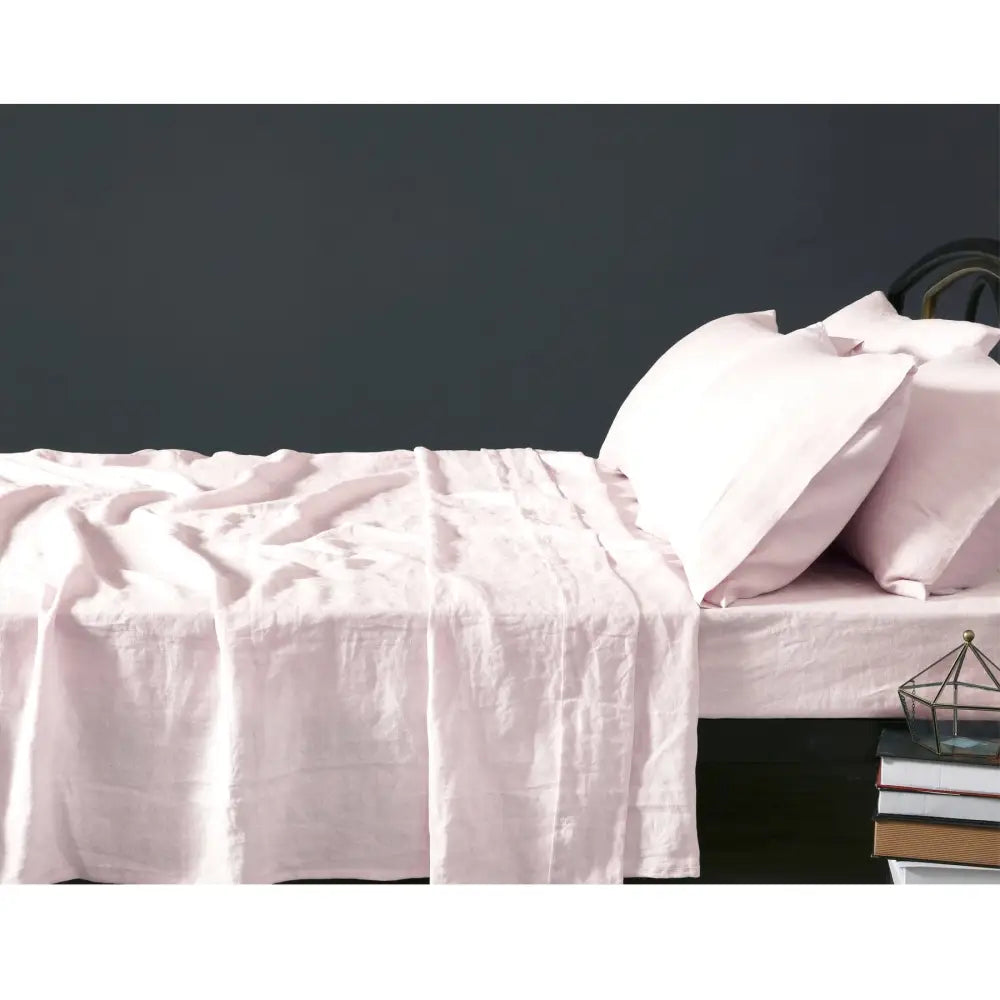 Vintage Design Homewares 100% Linen Blush Sheet Set SINGLE - Home & Garden > Bedding > Pillowcases