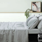 Vintage Design Homewares 100% Linen Dove Grey Sheet Set DOUBLE - Home & Garden > Bedding > Pillowcases