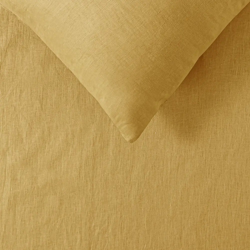 Vintage Design Homewares 100% Linen Ochre Sheet Set Single - Home & Garden > Bedding > Pillowcases
